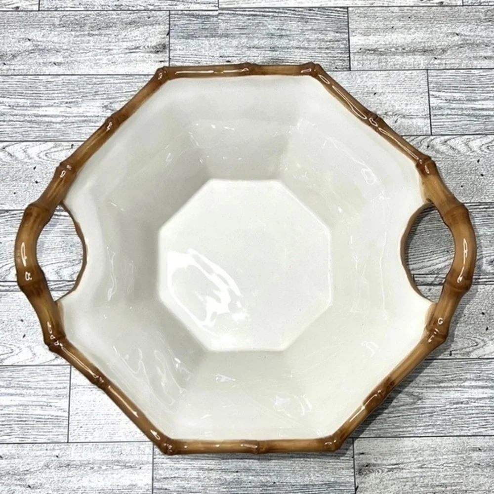 Pier 1 Imports Cabana Ceramic Bamboo Bowl